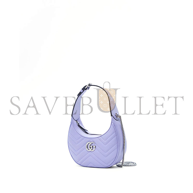 GUCCI GG MARMONT HALF MOON MINI QUILTED LEATHER CROSSBODY BAG 699514 (21*11*5cm)